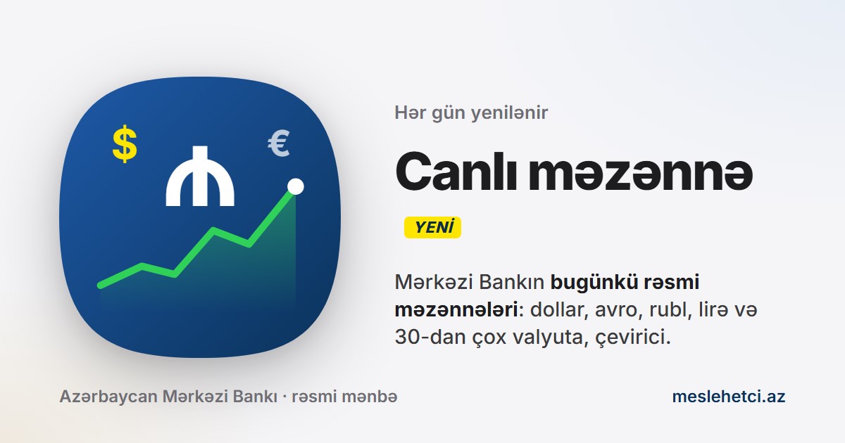 Canlı məzənnə: Mərkəzi Bankın rəsmi məzənnələri bir səhifədə
